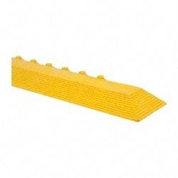 Wearwell - 39" Long x 3" Wide x 5/8" Thick, Anti-Fatigue Modular Matting Ramp Edge - Male, Yellow, For Dry & Wet Areas, Series 572 - Apex Tool & Supply