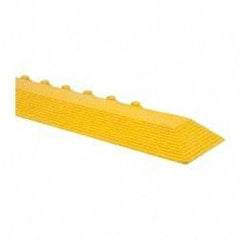 Wearwell - 39" Long x 3" Wide x 5/8" Thick, Anti-Fatigue Modular Matting Ramp Edge - Male, Yellow, For Dry & Wet Areas, Series 572 - Apex Tool & Supply