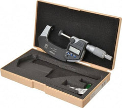 Mitutoyo - 1 to 2 Inch, Ratchet Stop Thimble, IP65 Water Resistance, Electronic Disc Micrometer - 0.0002 Inch Accuracy, 20mm Disc, 0.00005 Inch Resolution - Apex Tool & Supply