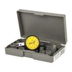 Mitutoyo - 0.2 mm Range, 0.002 mm Dial Graduation, Horizontal Dial Test Indicator - 1.5748 Inch Yellow Dial, 0-100-0 Dial Reading, Accurate to 0.003 Inch - Apex Tool & Supply