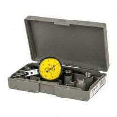 Mitutoyo - 0.8 mm Range, 0.01 mm Dial Graduation, Horizontal Dial Test Indicator - 1.5748 Inch Yellow Dial, 0-40-0 Dial Reading, Accurate to 0.008 Inch - Apex Tool & Supply