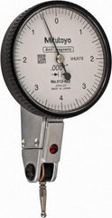 Mitutoyo - 0.008 Inch Range, 0.0001 Inch Dial Graduation, Horizontal Dial Test Indicator - 1.5748 Inch White Dial, 0-4-0 Dial Reading, Accurate to 0.0001 Inch - Apex Tool & Supply
