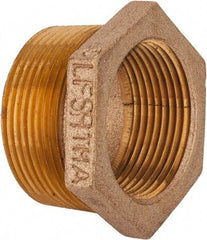 Merit Brass - Class 125, 1-1/2 x 1-1/4" Internal Pipe, Lead Free Brass Hex Bushing - MNPT x FNPT - Apex Tool & Supply