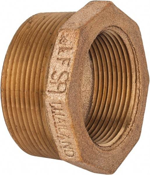 Merit Brass - Class 125, 2 x 1-1/2" Internal Pipe, Lead Free Brass Hex Bushing - MNPT x FNPT - Apex Tool & Supply