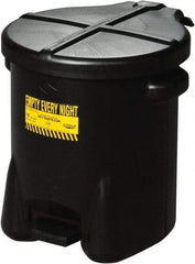 Eagle - 14 Gallon Capacity, HDPE Waste Can with Foot Lever - 18 Inch Long x 22 Inch Wide/Diameter x 21 Inch High, Black, Foot or Hand Operated, Approved FM and OSHA - Apex Tool & Supply