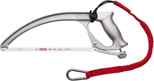 Stanley - 12" Tethered Hacksaw - 4" Throat Depth, Aluminum Handle, Ergonomically Designed D-Style Handle - Apex Tool & Supply