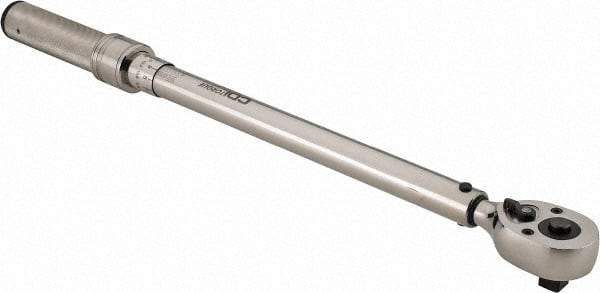 CDI - 1/2" Drive Micrometer Torque Wrench - 34 N/m to 197 N/m Torque, 19" OAL, 1.4 N/m Graduation, Pear Head - Apex Tool & Supply
