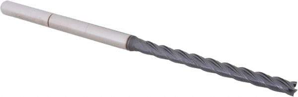Accupro - 5/32", 1-7/8" LOC, 3/16" Shank Diam, 4" OAL, 4 Flute, Solid Carbide Square End Mill - Single End, AlTiN Finish, Spiral Flute, 30° Helix, Centercutting, Right Hand Cut, Right Hand Flute, Series Miniature - Apex Tool & Supply