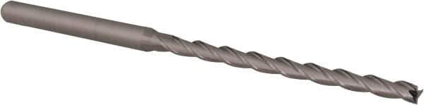 Accupro - 3/32", 1.4" LOC, 1/8" Shank Diam, 3" OAL, 3 Flute, Solid Carbide Square End Mill - Single End, Uncoated, Spiral Flute, 30° Helix, Centercutting, Right Hand Cut, Right Hand Flute, Series Miniature - Apex Tool & Supply