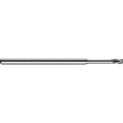 Accupro - 1/16", 0.093" LOC, 1/8" Shank Diam, 2-1/2" OAL, 3 Flute, Solid Carbide Square End Mill - Single End, Uncoated, Spiral Flute, 30° Helix, Centercutting, Right Hand Cut, Right Hand Flute, Series Miniature - Apex Tool & Supply