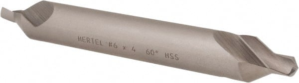 Hertel - #6 Plain Cut 60° Incl Angle High Speed Steel Combo Drill & Countersink - Apex Tool & Supply