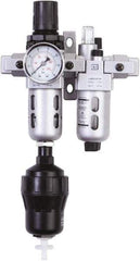 PRO-SOURCE - 1/4" NPT Port Miniature 2 Piece Filter/Regulator-Lubricator FRL Unit - Polycarbonate Bowl, 18 SCFM, 145 Max psi, 6.69" High, Automatic Drain - Apex Tool & Supply