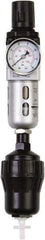 PRO-SOURCE - 1/4" NPT Port Miniature 1 Piece Filter/Regulator FRL Unit - Polycarbonate Bowl, 20 SCFM, 145 Max psi, 6.69" High, Automatic Drain - Apex Tool & Supply