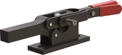 De-Sta-Co - 1,299 Lb Holding Capacity, Horizontal Handle, Manual Hold Down Toggle Clamp - 69° Handle Movement, 90° Bar Opening, Solid Bar, Flanged Base, Oxide Finish, Forged Alloy Steel - Apex Tool & Supply