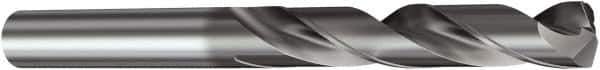 Sandvik Coromant - 12.2mm 140° Solid Carbide Jobber Drill - TiAlN Finish, Right Hand Cut, Spiral Flute, Straight Shank, 4.8819" OAL, Split Point - Apex Tool & Supply