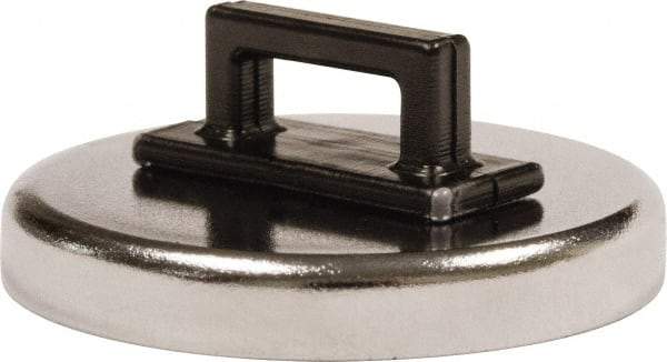 Mag-Mate - 14 Lb Max Pull Force, 3/16" Overall Height, 1.24" Diam, Ceramic Cup Magnet - Clamp Style, 3/8" Clamp Opening, Chrome Plated - Apex Tool & Supply