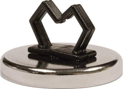 Mag-Mate - 14 Lb Max Pull Force, 3/16" Overall Height, 1.24" Diam, Ceramic Cup Magnet - Loop Style, 1" Clamp Opening, Chrome Plated - Apex Tool & Supply