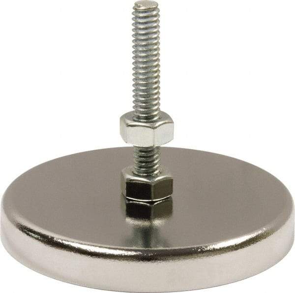 Mag-Mate - 90 Lb Max Pull Force, 3/8" Overall Height, 2.88" Diam, Ceramic Cup Magnet - Bolt & Nut Style, Chrome Plated - Apex Tool & Supply