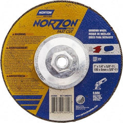 Norton - 7" Wheel Diam, 1/4" Wheel Thickness, Type 27 Depressed Center Wheel - Ceramic, Resinoid Bond, 8,600 Max RPM - Apex Tool & Supply