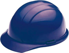 Ability One - ANSI Type I, Class E Rated, 4-Point, Ratchet Adjustment Hard Hat - Blue, Full Brim - Apex Tool & Supply