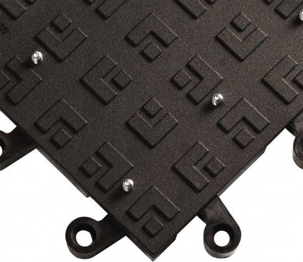 Wearwell - 18" Long x 18" Wide x 7/8" Thick, Anti-Fatigue Modular Matting Solid Grid - Male & Female, 4 Interlocking Sides, Black, For Dry Areas, Series 554 - Apex Tool & Supply