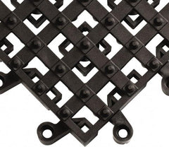 Wearwell - 18" Long x 18" Wide x 7/8" Thick, Anti-Fatigue Modular Matting Open Grid - Male & Female, 4 Interlocking Sides, Black, For Dry & Wet Areas, Series 553 - Apex Tool & Supply