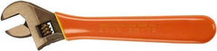 Ampco - 1-1/8" Jaw Capacity, 8" Insulated Adjustable Wrench - Steel, Plain Finish, 8-3/8" OAL - Apex Tool & Supply