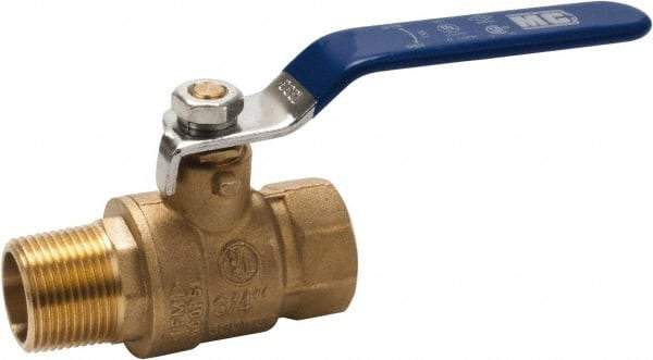 Midwest Control - 3/4" Pipe, Full Port, Brass Full Port Ball Valve - 2 Piece, FNPT x FNPT Ends, Vinyl Coated Metal Handle, 600 WOG, 150 WSP - Apex Tool & Supply