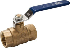Midwest Control - 1/4" Pipe, Full Port, Brass Full Port Ball Valve - 2 Piece, FNPT x FNPT Ends, Vinyl Coated Metal Handle, 600 WOG, 150 WSP - Apex Tool & Supply
