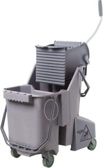 Unger - 32 Qt Plastic Bucket & Wringer - 21" Long x 20" High x 15" Wide, Gray, Aluminum Handle - Apex Tool & Supply