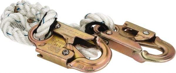 PRO-SAFE - 3' Long, 350 Lb Capacity, 1 Leg Locking Snap Hook Harness Lanyard - 1/2" Diam, Filament Nylon Rope, Locking Snap Hook Anchorage Connection - Apex Tool & Supply