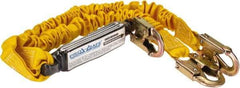 PRO-SAFE - 6' Long, 350 Lb Capacity, 2 Leg Locking Snap Hook Harness Shock Absorbing Lanyard - Polyester Webbing, Locking Snap Hook Anchorage Connection - Apex Tool & Supply