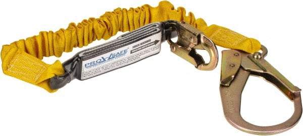 PRO-SAFE - 6' Long, 350 Lb Capacity, 1 Leg Locking Snap Hook Harness Shock Absorbing Lanyard - Polyester Webbing, Locking Rebar Snap Hook Anchorage Connection - Apex Tool & Supply