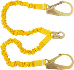 PRO-SAFE - 6' Long, 350 Lb Capacity, 2 Leg Locking Snap Hook Harness Shock Absorbing Lanyard - Polyester Webbing, Locking Rebar Snap Hook Anchorage Connection - Apex Tool & Supply