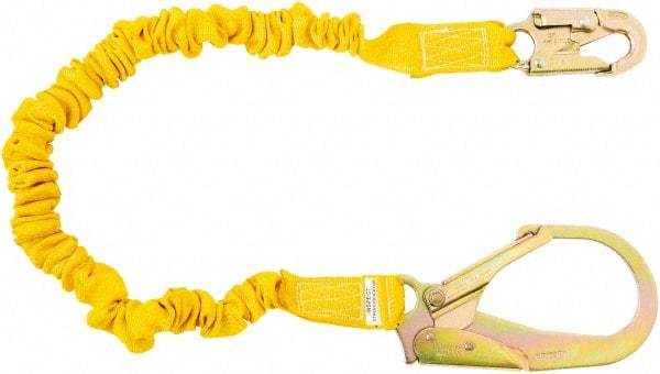 PRO-SAFE - 6' Long, 350 Lb Capacity, 1 Leg Locking Snap Hook Harness Shock Absorbing Lanyard - Polyester Webbing, Locking Rebar Snap Hook Anchorage Connection - Apex Tool & Supply