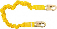PRO-SAFE - 6' Long, 350 Lb Capacity, 1 Leg Locking Snap Hook Harness Shock Absorbing Lanyard - Polyester Webbing, Locking Snap Hook Anchorage Connection - Apex Tool & Supply