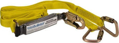 PRO-SAFE - 6' Long, 350 Lb Capacity, 2 Leg Locking Snap Hook Harness Shock Absorbing Lanyard - Polyester Webbing, Locking Snap Hook Anchorage Connection - Apex Tool & Supply