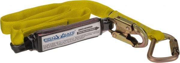 PRO-SAFE - 6' Long, 350 Lb Capacity, 1 Leg Locking Snap Hook Harness Shock Absorbing Lanyard - Polyester Webbing, Locking Snap Hook Anchorage Connection - Apex Tool & Supply