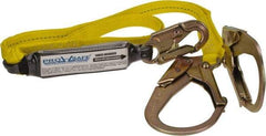 PRO-SAFE - 6' Long, 350 Lb Capacity, 2 Leg Locking Snap Hook Harness Shock Absorbing Lanyard - Polyester Webbing, Locking Rebar Snap Hook Anchorage Connection - Apex Tool & Supply