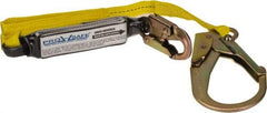 PRO-SAFE - 6' Long, 350 Lb Capacity, 1 Leg Locking Snap Hook Harness Shock Absorbing Lanyard - Polyester Webbing, Locking Rebar Snap Hook Anchorage Connection - Apex Tool & Supply