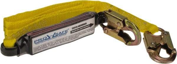 PRO-SAFE - 6' Long, 350 Lb Capacity, 1 Leg Locking Snap Hook Harness Shock Absorbing Lanyard - Polyester Webbing, Locking Snap Hook Anchorage Connection - Apex Tool & Supply