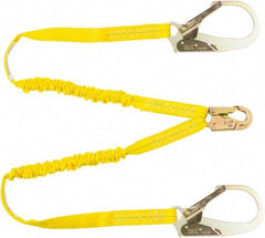 PRO-SAFE - 6' Long, 350 Lb Capacity, 2 Leg Locking Snap Hook Harness Shock Absorbing Lanyard - Polyester Webbing, Locking Rebar Snap Hook Anchorage Connection - Apex Tool & Supply