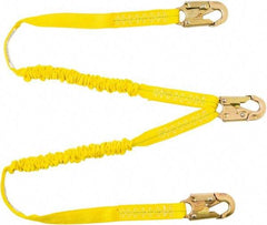PRO-SAFE - 6' Long, 350 Lb Capacity, 2 Leg Locking Snap Hook Harness Shock Absorbing Lanyard - Polyester Webbing, Locking Snap Hook Anchorage Connection - Apex Tool & Supply