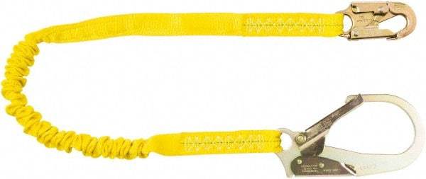 PRO-SAFE - 6' Long, 350 Lb Capacity, 1 Leg Locking Snap Hook Harness Shock Absorbing Lanyard - Polyester Webbing, Locking Rebar Snap Hook Anchorage Connection - Apex Tool & Supply