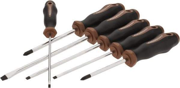 Paramount - 6 Piece Slotted & Phillips Screwdriver Set - Bit Sizes: Philips #1 & #2 - Apex Tool & Supply