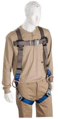 PRO-SAFE - 350 Lb Capacity, Size XL, Full Body Quick Connect Back D-Ring Safety Harness - Polyester, Side D-Ring, Quick Connect Leg Strap, Quick Connect Chest Strap, Gray/Blue - Apex Tool & Supply