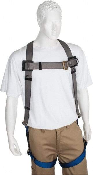 PRO-SAFE - 350 Lb Capacity, Size XXL, Full Body Premium Quick Connect Safety Harness - Polyester, Pass-Thru Leg Strap, Pass-Thru Chest Strap, Gray/Blue - Apex Tool & Supply
