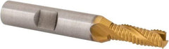 Hertel - 1/4" Diam, Fine Pitch, 5/8" LOC, 3 Flute Cobalt Roughing Square End Mill - TiN Finish, 2-7/16" OAL, 3/8" Shank Diam, Single End, Centercutting, 30° Helix - Apex Tool & Supply