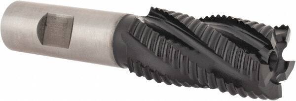 Hertel - 1" Diam, Coarse Pitch, 2" LOC, 5 Flute Cobalt Roughing Square End Mill - TiAlN Finish, 4-1/4" OAL, 3/4" Shank Diam, Single End, 30° Helix - Apex Tool & Supply