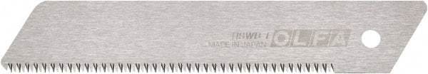 Olfa - 1 Piece Steel Serrated Blade - 142mm OAL, 5-37/64" Blade Length, 0.02" Blade Thickness - Apex Tool & Supply